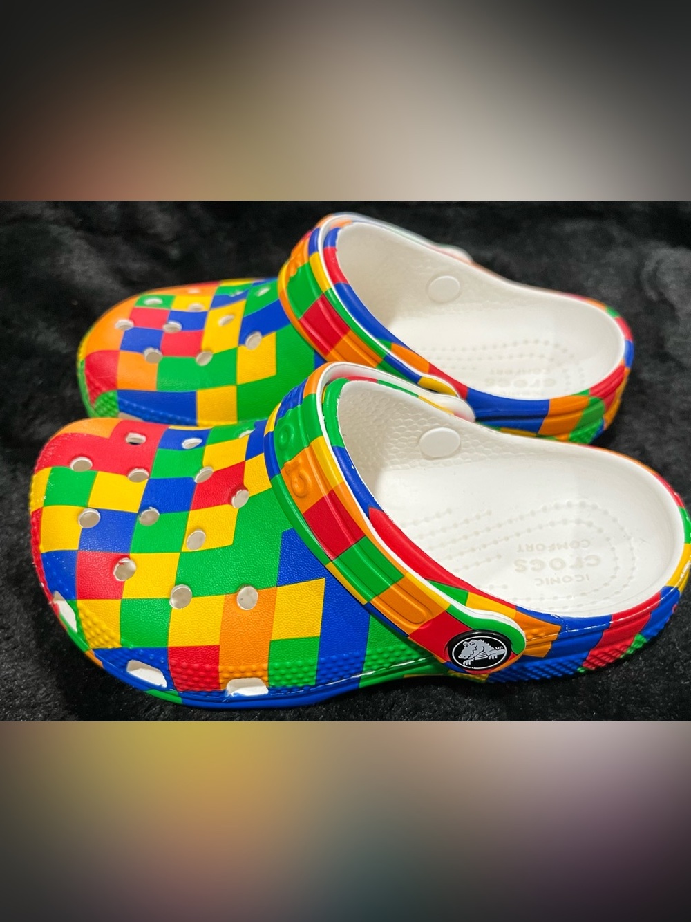 CROCS Kids Multicolor Digi Block Clog - Red, Yellow, Green, Blue, Orange